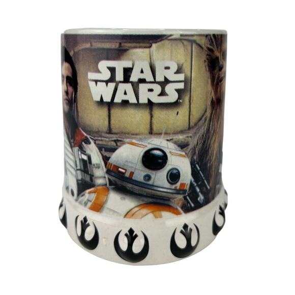 Oversized Star Wars Mug Cup Glass Rise of Skywalker Chewbacca Rey Droid Lucas - Picture 1 of 5